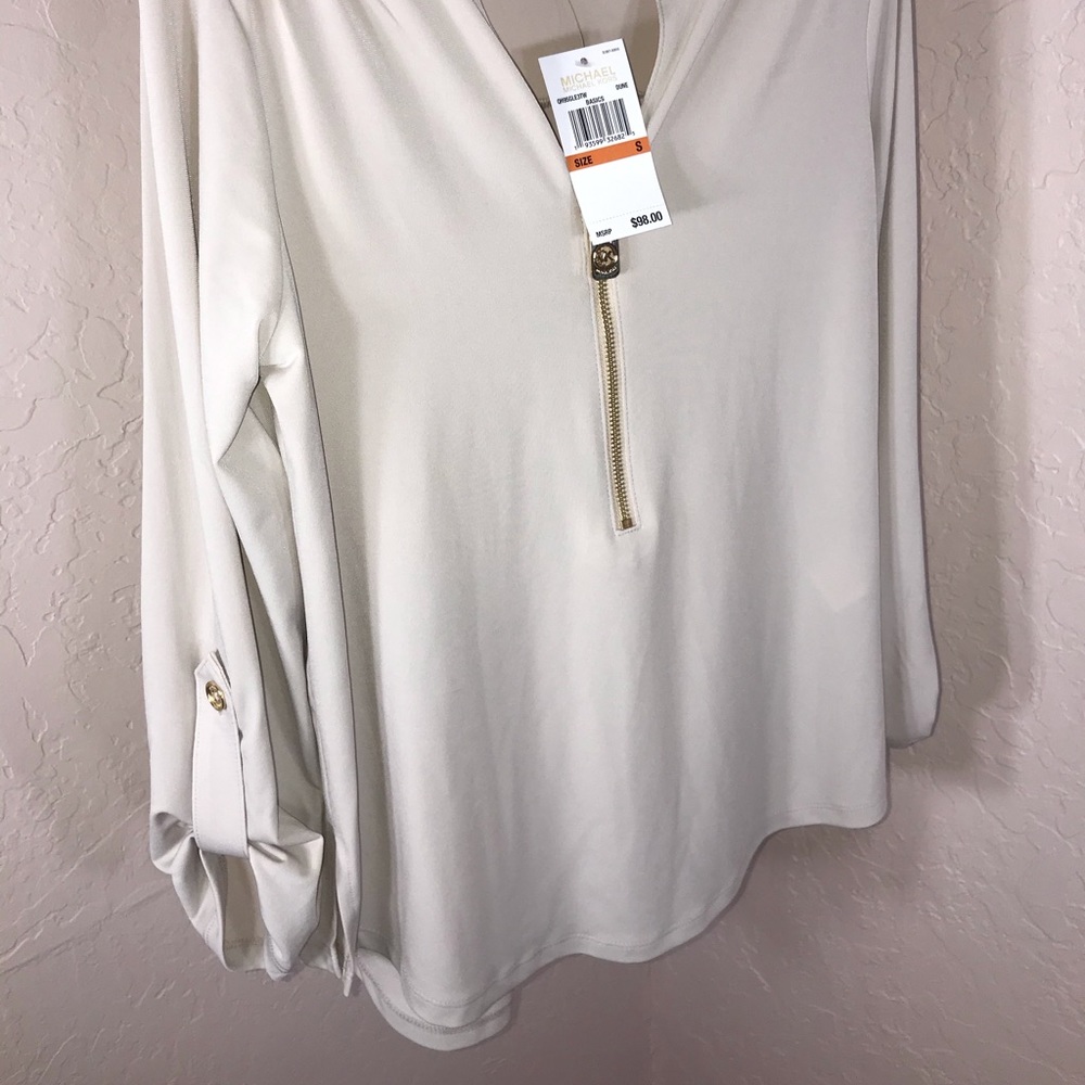 Michael Kors zipper-down blouse, dune. NWT, S - Picture 2 of 7
